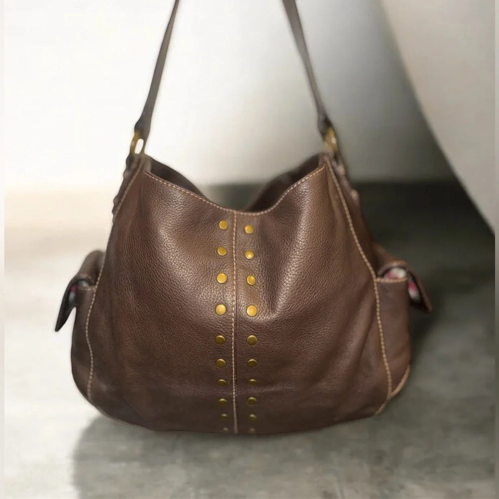 The Sak Studded Brown Leather‎ Hobo Bag